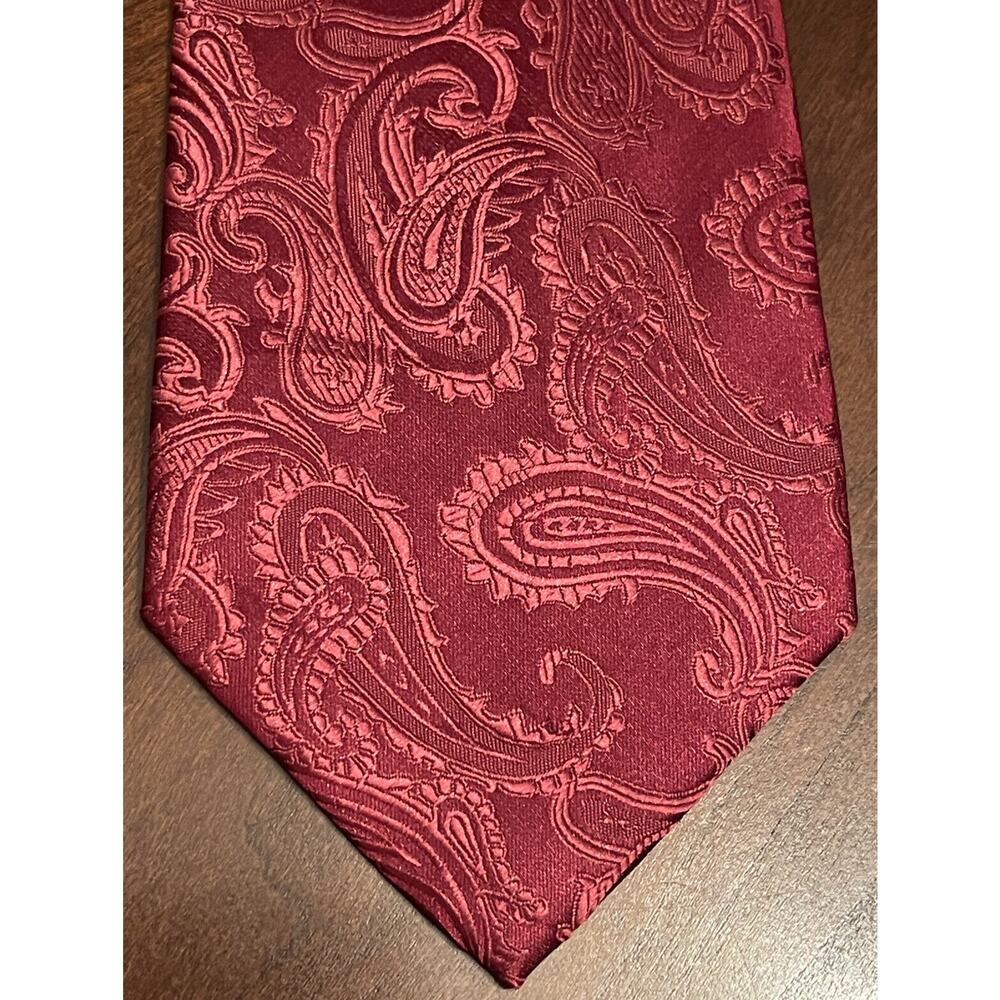 Paul Malone Red Hand Made 100% Polyester Men’s Neck Tie
